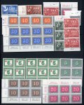 Stamp of Switzerland / Schweiz » Sammlungen 1945, kleiner Bestand Pax auf 3 Steckkarten, dabei 3, 5 und 10 Fr. im postfrischen Paar mit Bogenrand