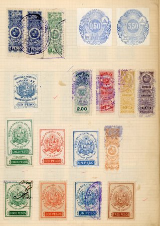 Stamp of Uruguay » Collections, Lots etc. 1880-1920, Revenues in a old album with appr.1290 fiscal