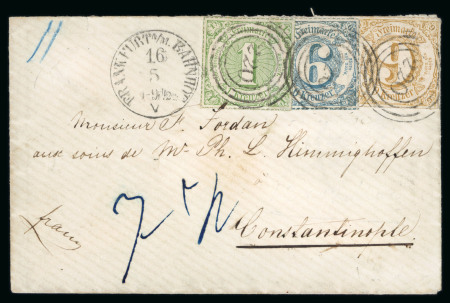 Stamp of German States » Thurn and Taxis Thurn Taxis 1867 cover to Constantinople