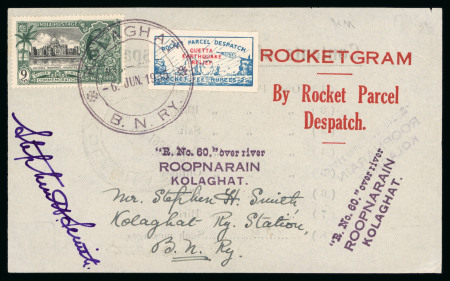 Stamp of India » 1855-1946 De La Rue and later Crown Colony Issues 1935 (Jun 6) Rocketgram with 2R Quetta Earthquake Relief Fund label