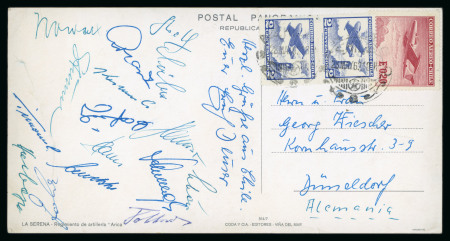 Stamp of Thematics 1962 World Cup in Chile: 1962 (May 28) postcard written by Erich Deuser, with autographs of the West German team