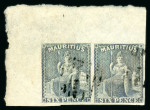 Stamp of Mauritius » 1858-62 Britannia Issues (SG 26-35) 1858-62 6d slate, top left corner sheet marginal pair,
