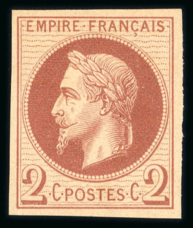 Stamp of France » Empire Lauré 1863-1870 1863, Empire Lauré Y&T n°26A, 2c rouge-brun, impression