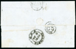 Stamp of Mauritius » 1848-59 Post Paid Issue » Latest Impressions (SG 23-25) 1d. red-brown, latest impression, strip of three and single, all with good to very large margins, on 1860 entire to Granville