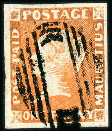 Stamp of Mauritius » 1848-59 Post Paid Issue » Early Impressions (SG 6-9) 1d. orange-vermilion on whitish paper, early Impressions,