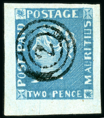 Stamp of Mauritius » 1848-59 Post Paid Issue » Early Impressions (SG 6-9) 2d. blue on grey, early Impression, position 10, used