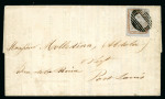 Stamp of Mauritius » 1848-59 Post Paid Issue » Latest Impressions (SG 23-25) Latest Impression 1d. red on bluish paper, latest Impression, position 3, on 1859 printed circular to Port Louis