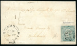 Stamp of Mauritius » 1848-59 Post Paid Issue » Latest Impressions (SG 23-25) 2d. blue, latest Impression, position 5, good to large margins on 1857 (Jan) soldier's envelope from Port Louis