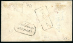 Stamp of Mauritius » 1848-59 Post Paid Issue » Latest Impressions (SG 23-25) 2d. blue, latest Impression, position 5, good to large margins on 1857 (Jan) soldier's envelope from Port Louis