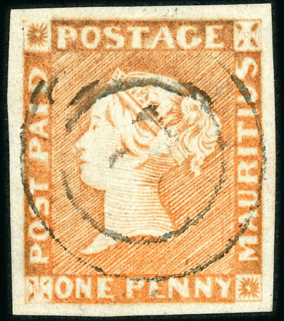 Stamp of Mauritius » 1848-59 Post Paid Issue » Intermediate Impressions (SG 10-15) 1d. dull vermilion on bluish paper, intermediate Impression,