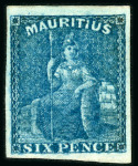 Stamp of Mauritius » 1858-62 Britannia Issues (SG 26-35) 1859-61 6d. blue, fine mint with large part OG, large