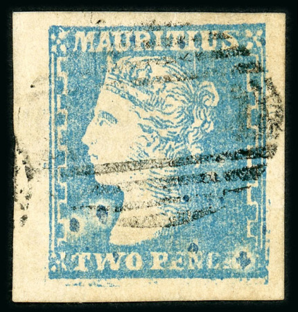 Stamp of Mauritius » 1859 Dardenne Issue (SG 41-44) Dardenne 2d. pale blue on laid paper, position 34, a good used example, showing printing flaws