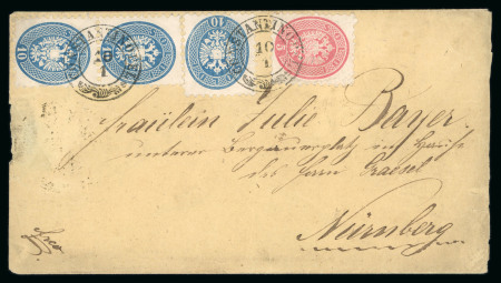 Stamp of Austria » Austrian Levant 1866 envelope Constantinople to Nurnberg, Germany via Vienna