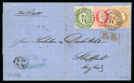 Stamp of Austria » Austrian Levant 1871 (Nov 24) disinfected entire Constantinople to England at 23s rate