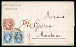 Stamp of Austria » Austrian Levant 1873 (Feb 12) entire Brousse to Manchester, England franked 25s rate