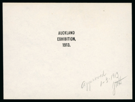 Stamp of New Zealand 1913, Auckland Exhibtion,  proof on small sheet, approved