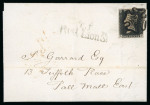 Stamp of Great Britain » 1840 1d Black and 1d Red plates 1a to 11 1841 (Feb 22) cover sent within London with 1840 1d black pl.2 ND with fine to good margins