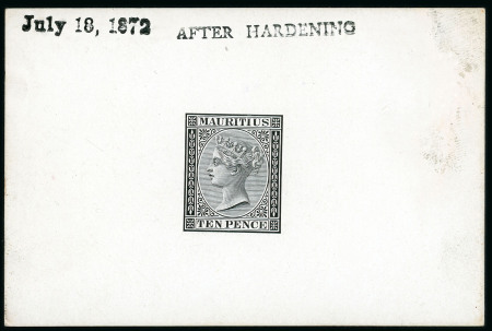 Stamp of Mauritius » 1860-72 De La Rue Issues (SG 46-72) 1863-72 10d. De La Rue die proof in black on white glazed card