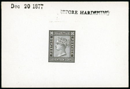 Stamp of Mauritius » 1879-80 De La Rue Watermark CC (SG 92-100) 1879-80 17c. De La Rue die proof in black on white glazed card