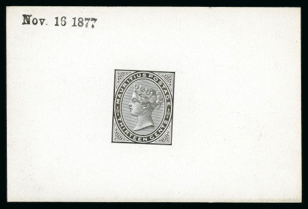 Stamp of Mauritius » 1879-80 De La Rue Watermark CC (SG 92-100) 1879-80 13c. De La Rue die proof in black on white glazed card