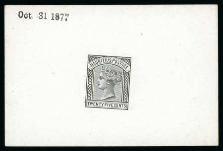 Stamp of Mauritius » 1879-80 De La Rue Watermark CC (SG 92-100) 1879-80 25c. De La Rue die proof in black on glazed card