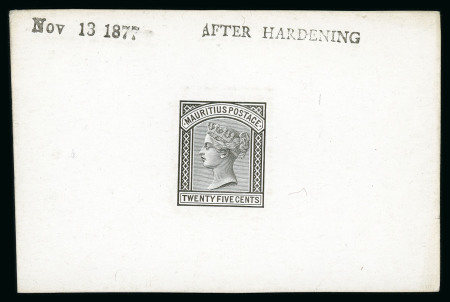 Stamp of Mauritius » 1879-80 De La Rue Watermark CC (SG 92-100) 1879-80 25c. De La Rue die proof in black on glazed card