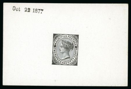 Stamp of Mauritius » 1879-80 De La Rue Watermark CC (SG 92-100) 1879-80 2r50c. De La Rue die proof in black on glazed card