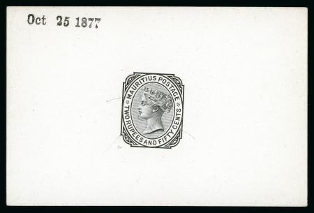 Stamp of Mauritius » 1879-80 De La Rue Watermark CC (SG 92-100) 1879-80 2r50c. De La Rue die proof in black on glazed card
