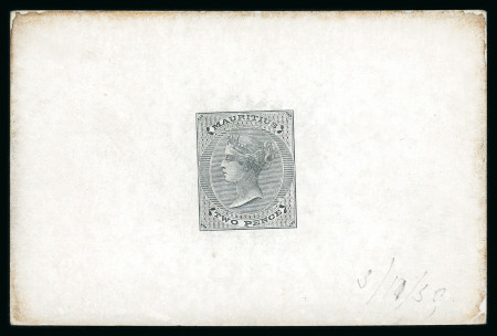 Stamp of Mauritius » 1860-72 De La Rue Issues (SG 46-72) 1859 2d. De La Rue die proof in black on glazed card