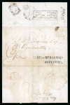 Stamp of Egypt » Private Carriers and Forwarding Agents 1837 (1.5) Folded lettersheet from London to Calcutta showing superbly clear strike of the 2-line “CARE OF MR. WAGHORN / ALEXANDRIA” hs