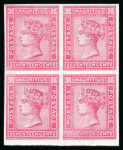 Stamp of Mauritius » 1879-80 De La Rue Watermark CC (SG 92-100) 1879-80 17c. rose block of four imperforate imprimaturs,