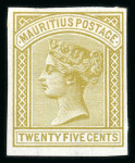 Stamp of Mauritius » 1879-80 De La Rue Watermark CC (SG 92-100) 1879-80 2c. to 2r 50c. set of nine imperforate imprimaturs,