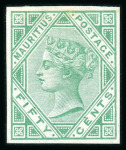 Stamp of Mauritius » 1879-80 De La Rue Watermark CC (SG 92-100) 1879-80 2c. to 2r 50c. set of nine imperforate imprimaturs,