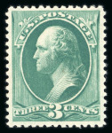 Stamp of United States » 1879-93 Bank Notes Issue -American Bank Note 1881, Washington 3c blue green mint, well-centered