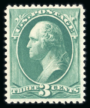 Stamp of United States » 1879-93 Bank Notes Issue -American Bank Note 1881, Washington 3c blue green mint, well-centered