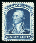 Stamp of United States » 1857-61 Issue 1860, Washington 90c blue mint never hinged original gum