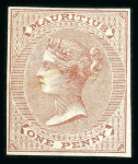 Stamp of Mauritius » 1860-72 De La Rue Issues (SG 46-72) 1863-72 1d. brown, 2d. bright blue, 4d. rose, 6d. blue-green, 10d. maroon, 1/- yellow imperforate imprimaturs