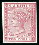 Stamp of Mauritius » 1860-72 De La Rue Issues (SG 46-72) 1863-72 1d. brown, 2d. bright blue, 4d. rose, 6d. blue-green, 10d. maroon, 1/- yellow imperforate imprimaturs