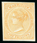 Stamp of Mauritius » 1860-72 De La Rue Issues (SG 46-72) 1863-72 1d. brown, 2d. bright blue, 4d. rose, 6d. blue-green, 10d. maroon, 1/- yellow imperforate imprimaturs
