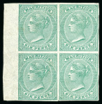 Stamp of Mauritius » 1860-72 De La Rue Issues (SG 46-72) 1860-63 6d. green imperforate block of four imprimaturs