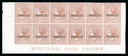 Stamp of Mauritius » 1860-72 De La Rue Issues (SG 46-72) 1872ca. 1d., 2d., 4d., 6d., 10d. and 1/- "set" of six matching imprint blocks of 12 plate proofs
