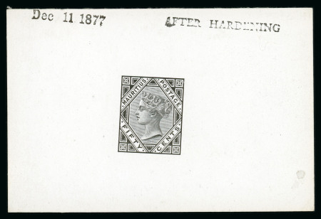 Stamp of Mauritius » 1879-80 De La Rue Watermark CC (SG 92-100) 1879-80 50c. De La Rue die proof in black on glazed card