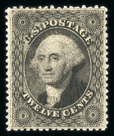 Stamp of United States » 1857-61 Issue 1860, Washington 12c black shade plate 3 (36B) very