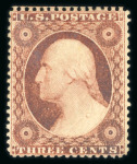 Stamp of United States » 1857-61 Issue 1857, Washington 3c rose, type I, mint lightly hinged original gum