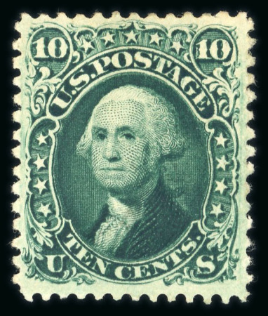 Stamp of United States » 1861-1866 issue 1861, Washington 10c dark green shade (68a) nice stamp