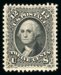 Stamp of United States » 1861-1866 issue 1861, Washington 12c black shade (69) nice stamp lightly