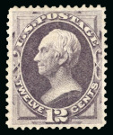 Stamp of United States » 1870-75 National Bank Note Co. and Continental Bank Note Co. Issues 1870, H.Clay 12c dull violet mint very lightly hinged original gum,  graded 85