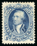 Stamp of United States » 1861-1866 issue 1861, Washington 90c blue mint hinged original gum, reperforated