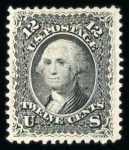 Stamp of United States » 1867 Grill Issue   1868, Washington 12c black shade "E" grill unused no gum