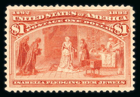 Stamp of United States » 1893 Columbus Issue 1893, Columbus Isabella 1$ salmon shade (241) lightly